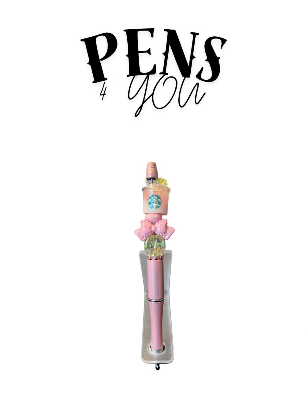 Handmade Pink Bow Bling Pen